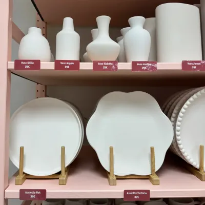 Photo des pièces de céramique avec leur prix